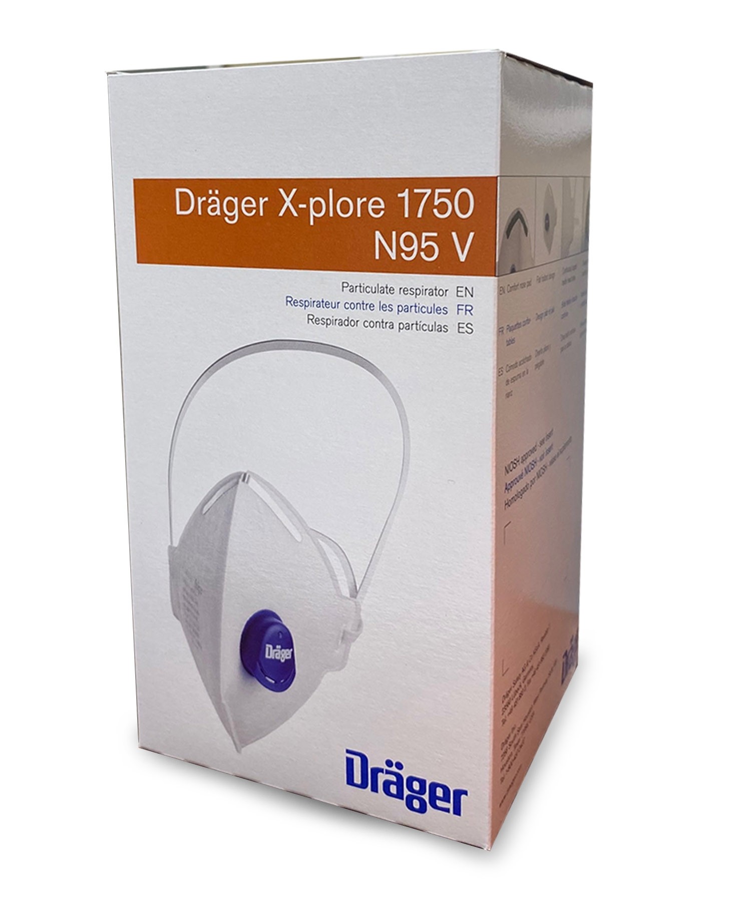 Draeger N95 X-Plore 1750 Mask w/Exhalation Valve (Med/Lg) - 15/box