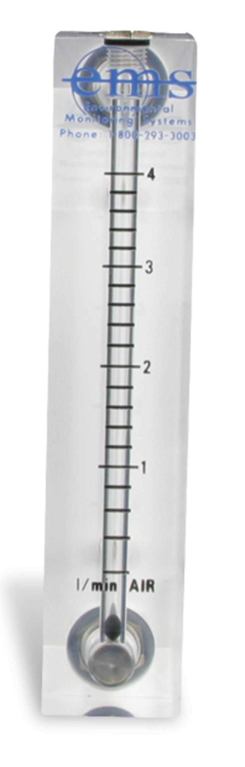 Economy Rotameter 0.4-4 LPM (Includes 2 Brass Barb Adapters)