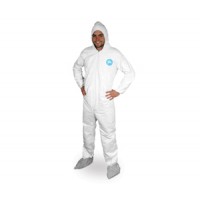 Tyvek Coverall Zipper Front, Hood, Boots,Elastic Wrist & Ankles (XL)